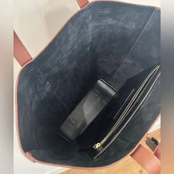 SEZANE Patent Leather Tote Bag In Mahogany - Picture 15 of 17